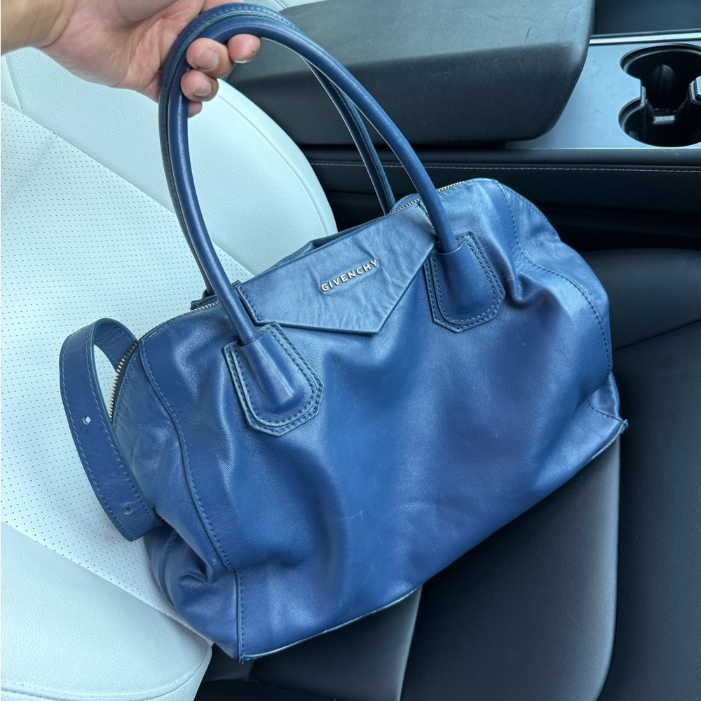 Givenchy Blue Satchel Bag with Structured Design